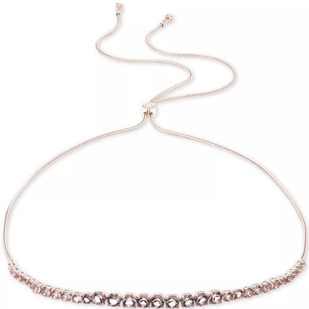 Givenchy Rose Gold Tone Crystal Slider Necklace
